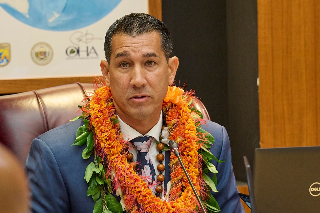 OHA Trustee Kai Kahele was elected as the new OHA Board Chairman 12.4.24 (David Croxford/Civil Beat/2024)