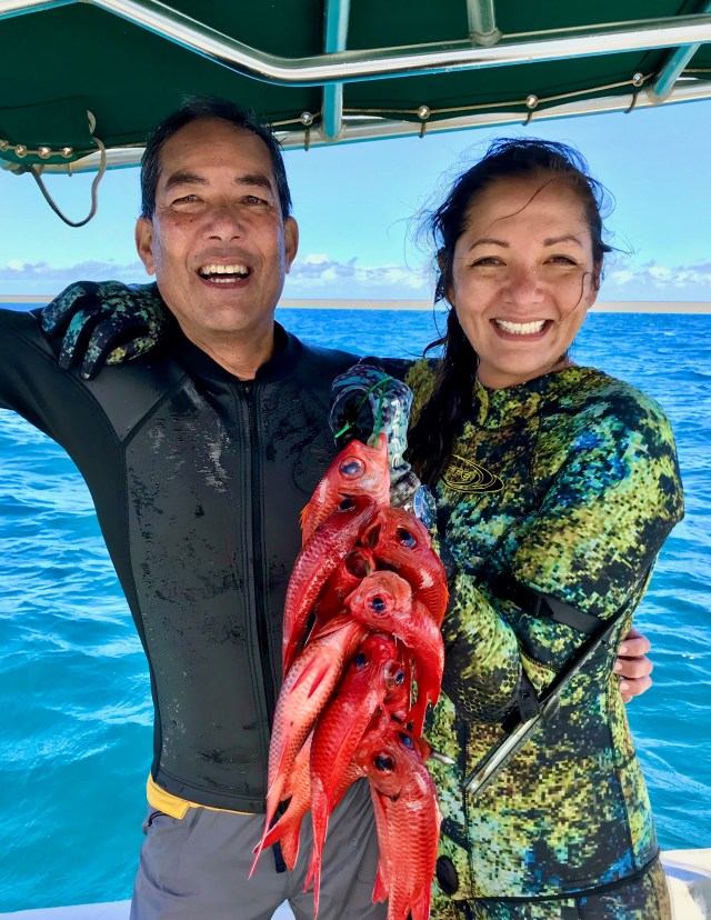 Randy Kosaki, who was adopted at birth, met his half-sister Kimi Werner about 10 years ago. They quickly discovered their shared passion for spearfishing, the ocean and conservation. (Courtesy: Justin Turkowski/2018)