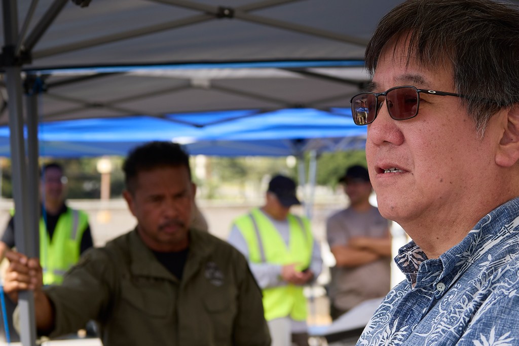 In light of the tragic loss of life at an Aliamanu Fireworks party on New Years evening, the Dept of Law Enforcement under the Direction of Jordan Lowe and in conjunction with HPD Bomb squad and various other state and local agencies conducted a Fireworks Amnesty event at Aloha Stadium on Saturday January 11th and invited the public to turn in any illegal fireworks with no questions asked.  Both professionally manufactured and self made elements were turned in to agents who sorted and packed the fireworks for disposal at a later date. (David Croxford/Civil Beat/2025)
