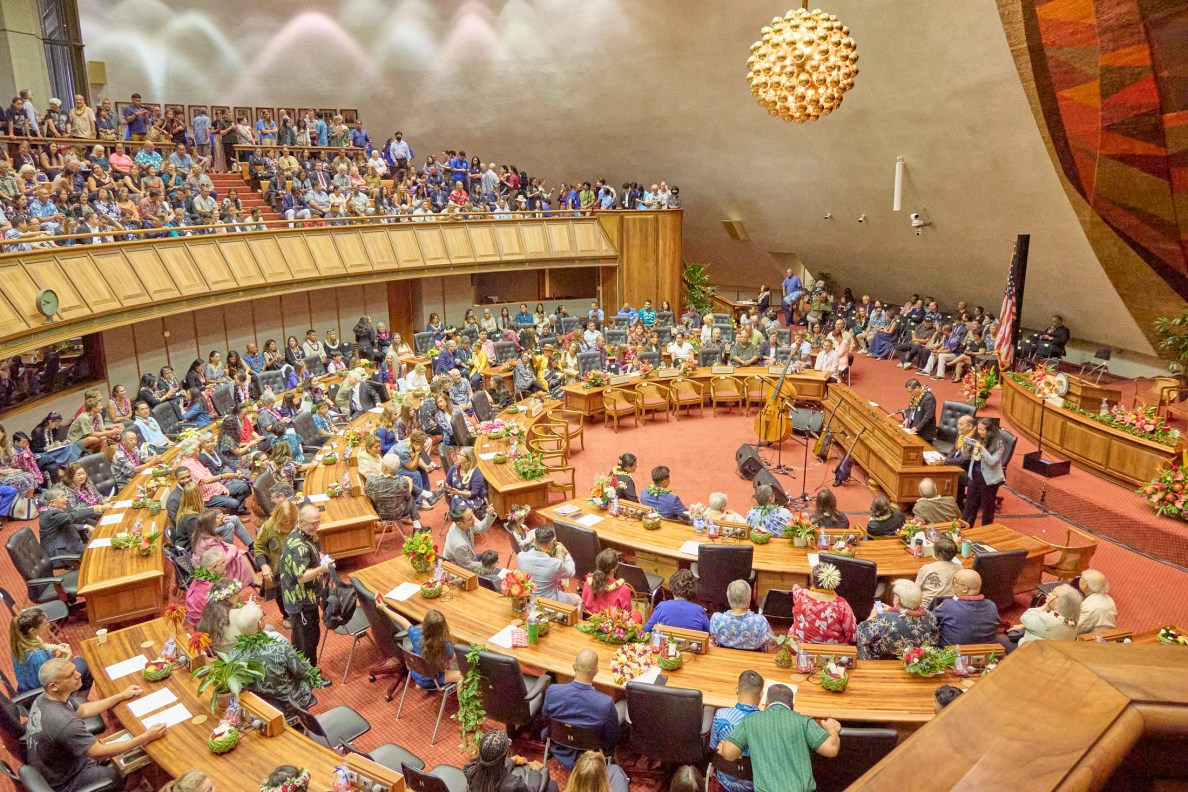 Opening Session of the 33rd Legislature January 15th, 2025. Scenes from the opening session of the House of Representatives including the first Transgender Representative and a larger minority Caucus.(David Croxford/Civil Beat/2025)