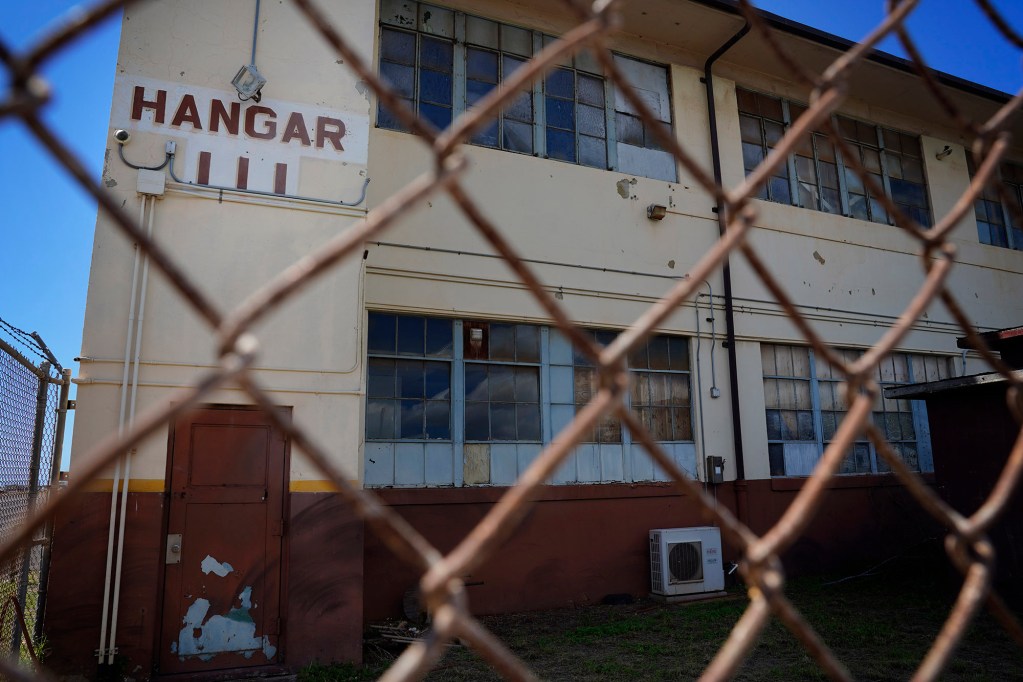 Hanger 111 at Kalaeloa Airport is photographed Tuesday, Feb. 18, 2025, Ewa Beach. The airport is also known as John Rodgers Field, formerly Naval Air Station Barbers Point. (Kevin Fujii/Civil Beat/2025)