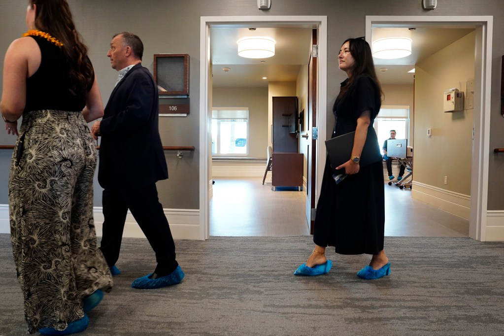 Gov. Josh Green takes a tour of the Daniel K. Akaka State Veterans Home Wednesday, March 26, 2025, in Kapolei. (Kevin Fujii/Civil Beat/2025)