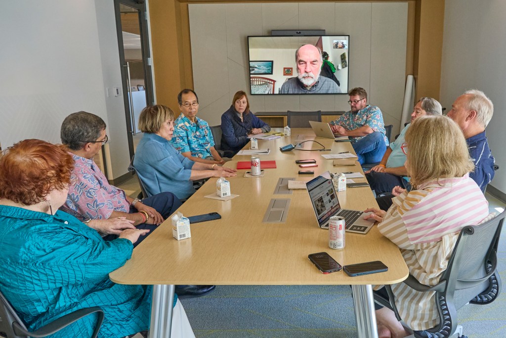 The State Salary Commission met on Thursday March 27th with The Civil Beat Editorial Board to discuss the fundamentals of reaching their decisions on salary increases. (David Croxford/Civil Beat/2025)