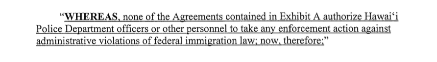 An amendment that the Hawaiʻi County Council added to a resolution about the Big Island Police Department's agreements with federal law enforcement agencies.