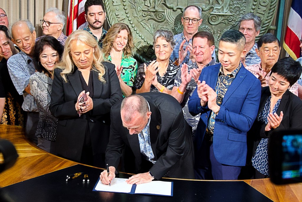 Hawaii State governor Josh Green signs the climate change Bill