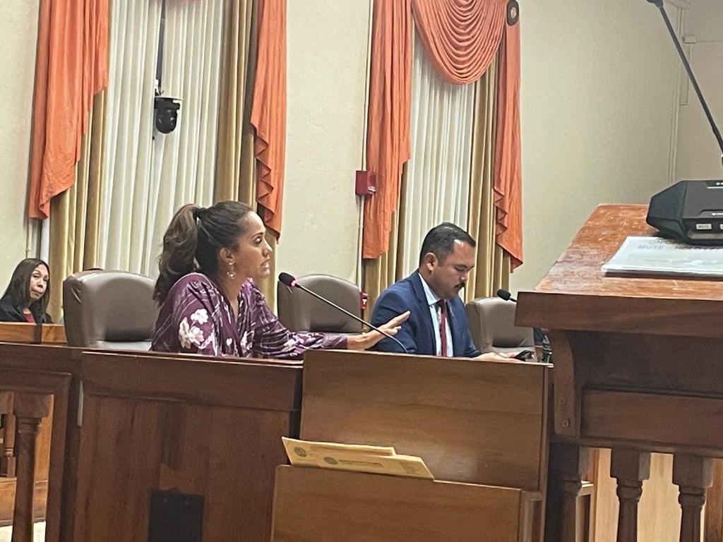 Andria Tupola during discussion of a resolution that made her vice-chair of the Honolulu City Council.