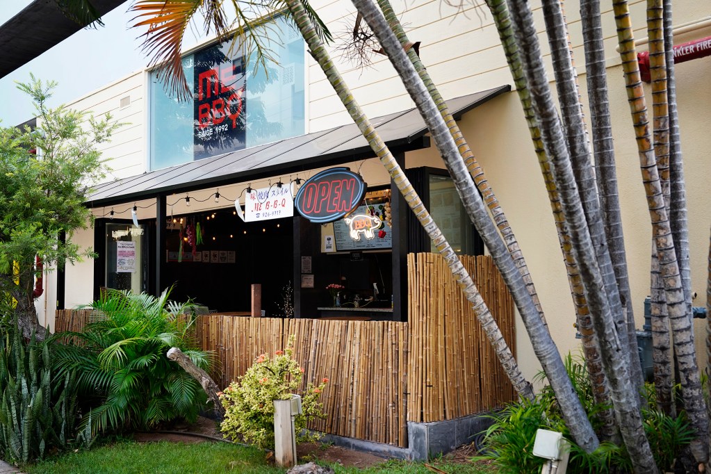 One of two different Waikīkī-area Me B.B.Q eateries are photographed Thursday, June 17, 2025, in Honolulu. This one is located at 151 Uluniu Ave. (Kevin Fujii/Civil Beat/2025)