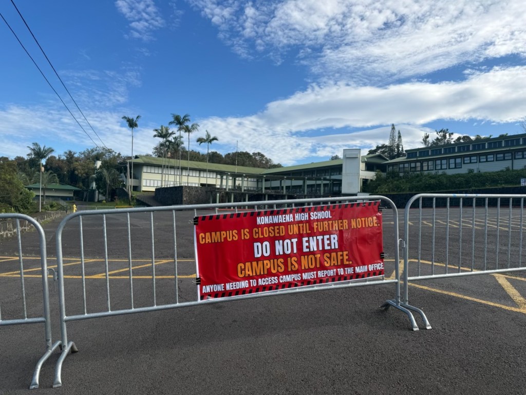 Konawaena High School closed to teachers and students after the storm. DOE doesn't have an estimate for when the campus will reopen.