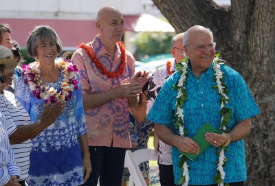 Rick Blangiardi annouced his run for Mayor of Honolulu . Governor Linda Lingle was in attendance for her support for Blangiardi.