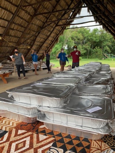 Kamehameha Schools' Kapālama campus and Community Engagement and Resources staff set up a grab and go meals distribution to serve the community during the COVID-19 crisis.