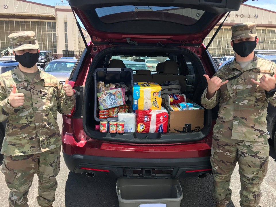 Joint Base Pearl Harbor-Hickam airmen are helping the Farrington High School community  collect more than 500 pounds of food, cleaning supplies, masks and
toiletries and $700 in donations.