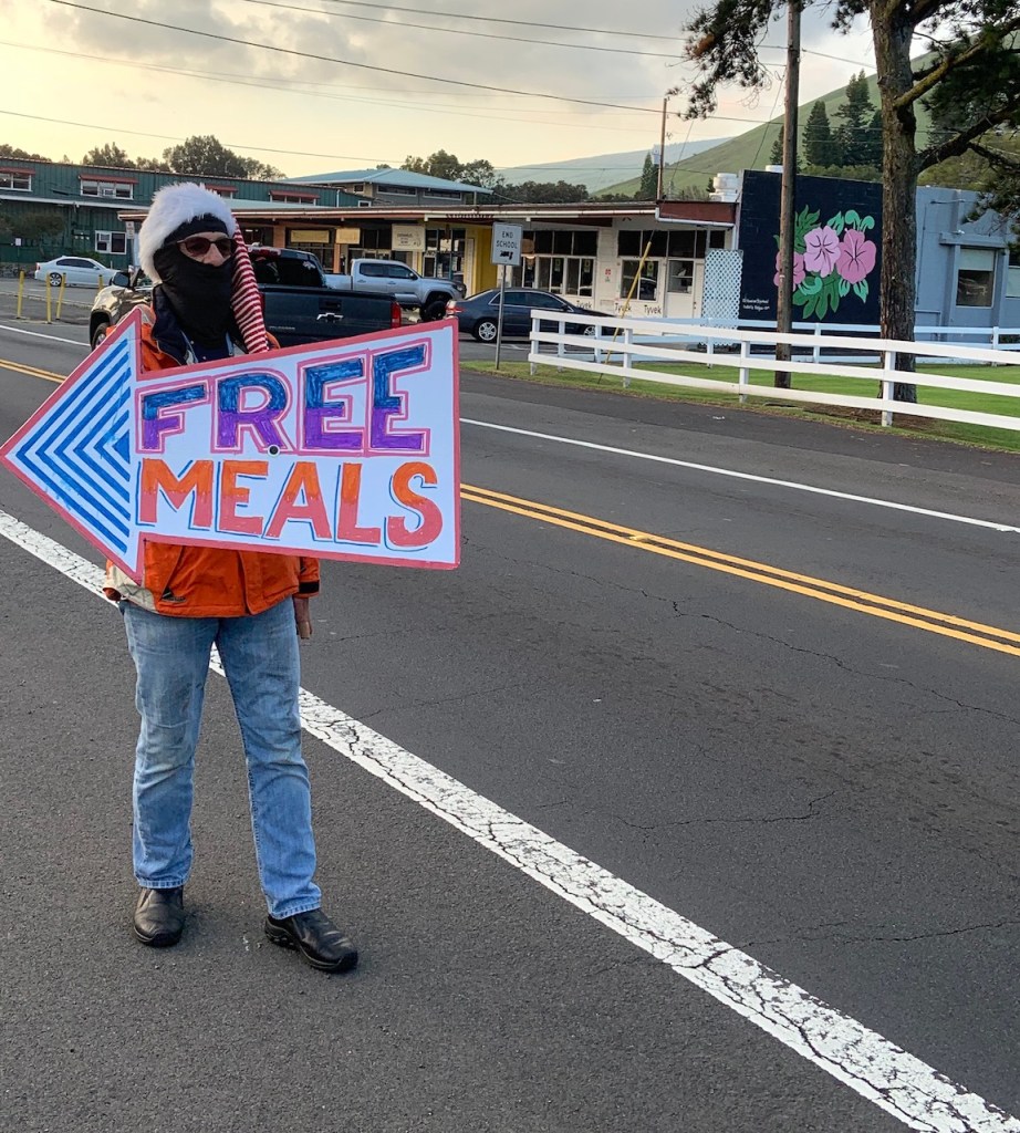 Volunteers for the Free Meal at Waimea Coffee Co. came together and rallies the support of the community providing more than 400 meals to residents, visitors and even remote kupuna in the North and South Kohala districts.