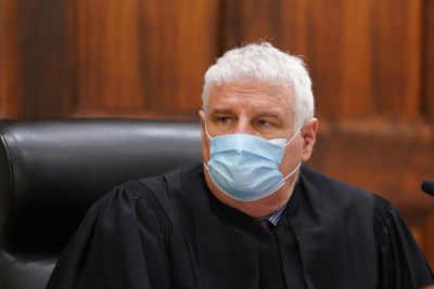 Hawaii State Supreme Court Chief Justice Recktenwald listens to oral arguments regarding a reapportionment case.