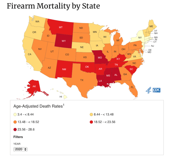 CDC Data Guns Map