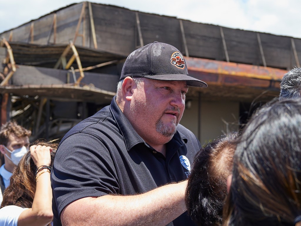 FEMA Regional District 9 Administrator Robert Fenton Jr., during the Lahaina officials tour, 8.12.23. (David Croxford/Civil Beat/2023)