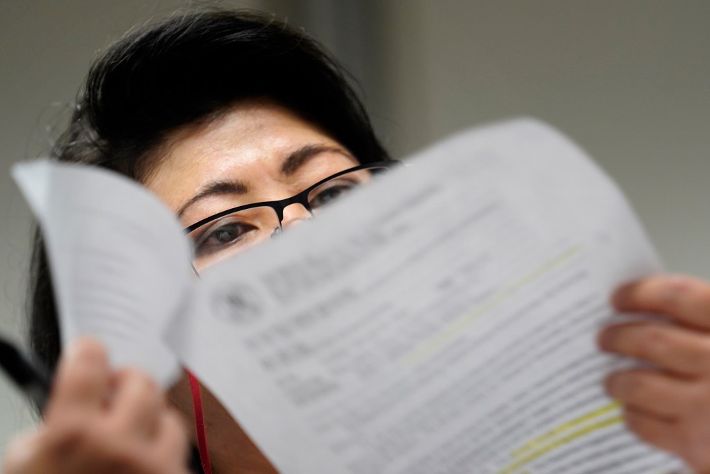 State of Hawaii Deputy attorney general Anne Horiuchi provides comment for HB 1651 during a House of Representatives education committee hearing Tuesday, Jan. 30, 2024, in Honolulu. HB 1651 prioritizes the safety of educational workers. (Kevin Fujii/Civil Beat/2024)