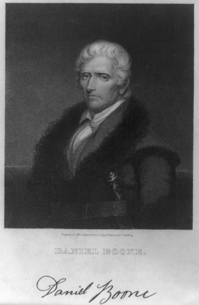Black and white portrait of Daniel Boone.