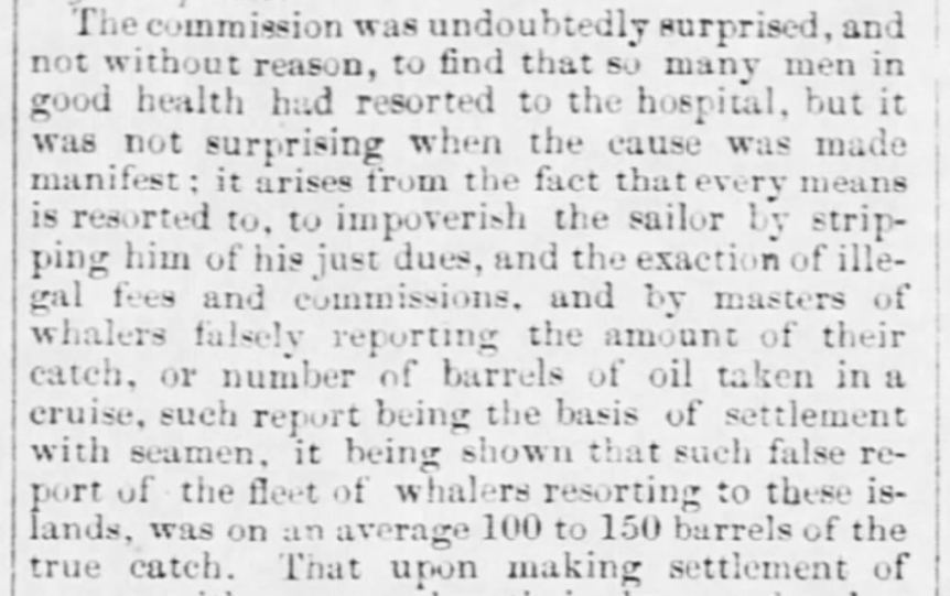 Newspaper clipping from the The Pacific Commercial Advertiser from 28 Feb 1861 with the report of U.S. Consoles taking money from sailors.