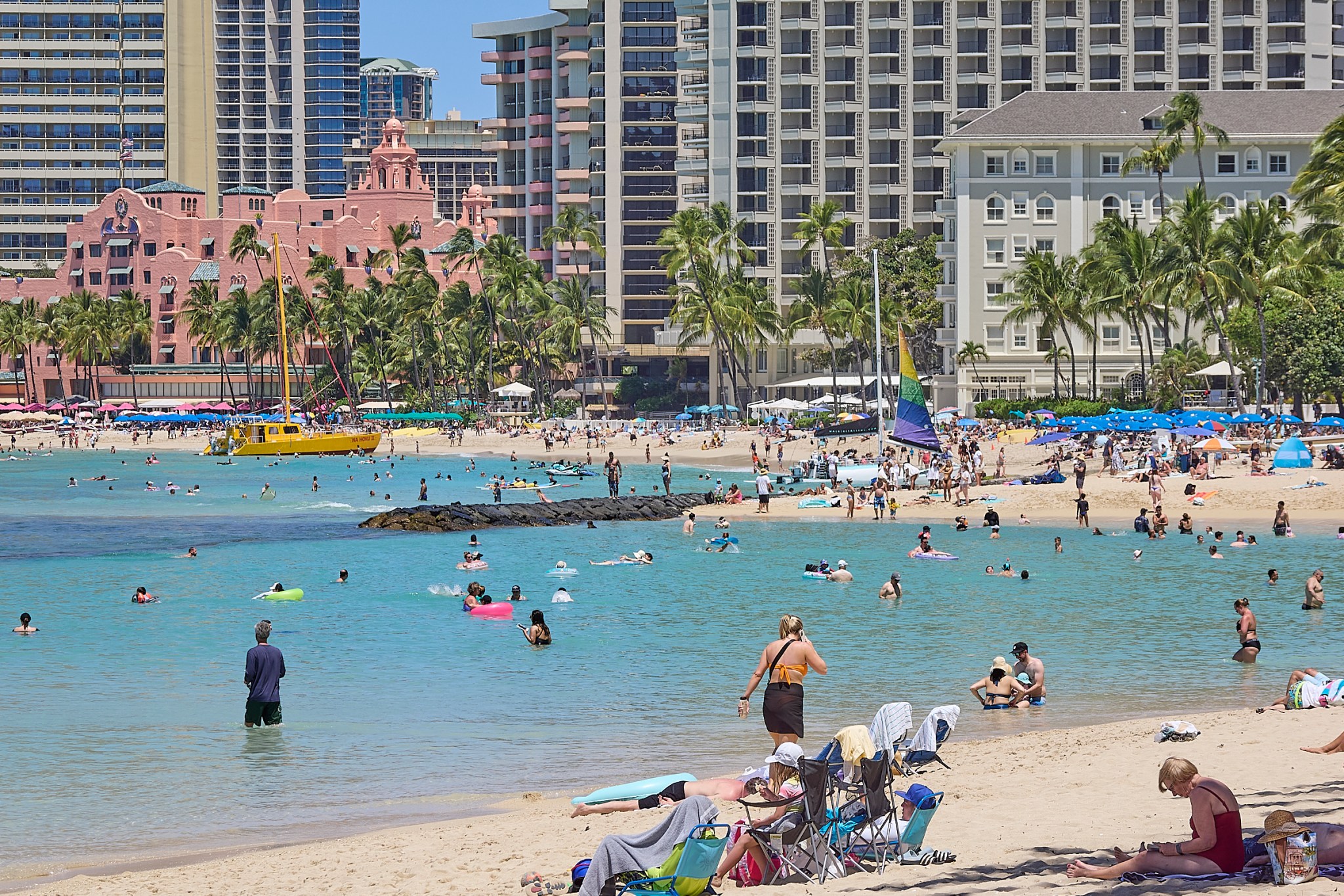 Tourism views of Waikiki Beach photographed morning of April 22nd, 2024 (David Croxford/Civil Beat/2024)
