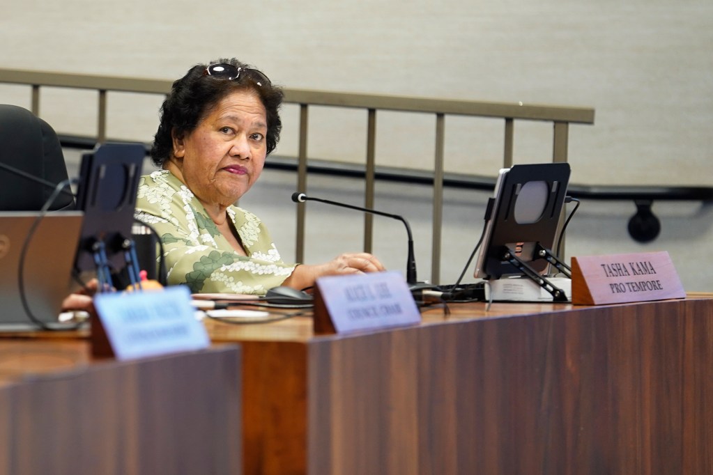 Maui City Council member Tasha Kama meets Tuesday, July 2, 2024, in Wailuku. (Kevin Fujii/Civil Beat/2024)