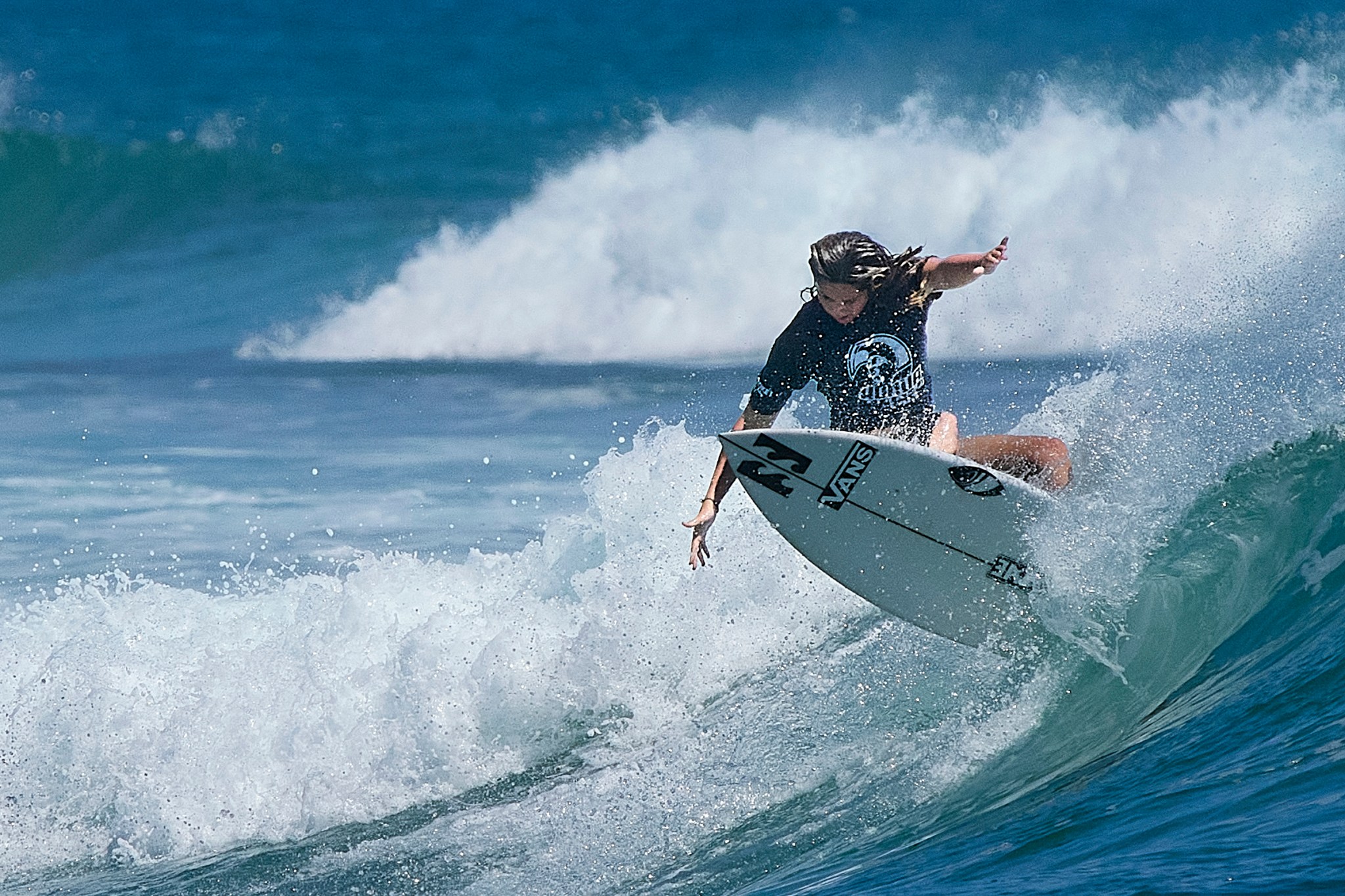 On Tuesday and Wednesday Nike Swim hosted the inaugural Honua Finals: The World Cup of Interscholastic Surfing that brought High School surfers from Hawaii, the Mainland and New Zealand together at Ala Moana Bowls to compete in the first Scholastic International surfing competition. (David Croxford/Civil Beat/2024)