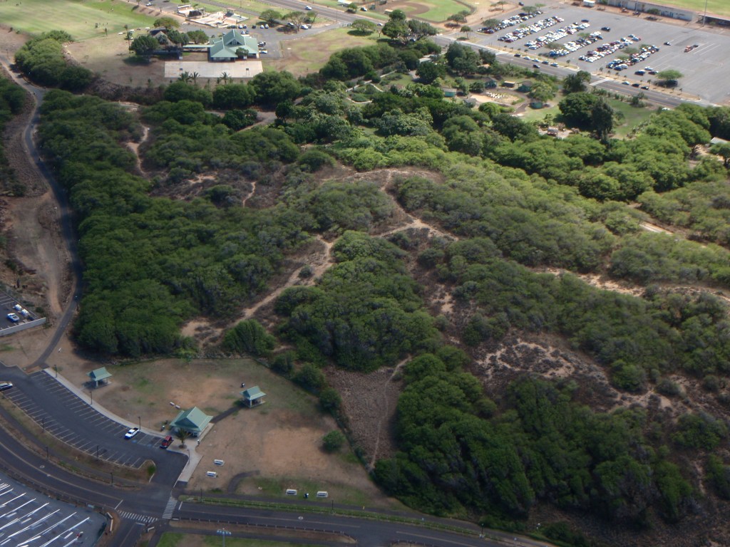 An aerial view of Maui Nui Botanicals Gardens, which borders the country park where a herd of deer was spotted.