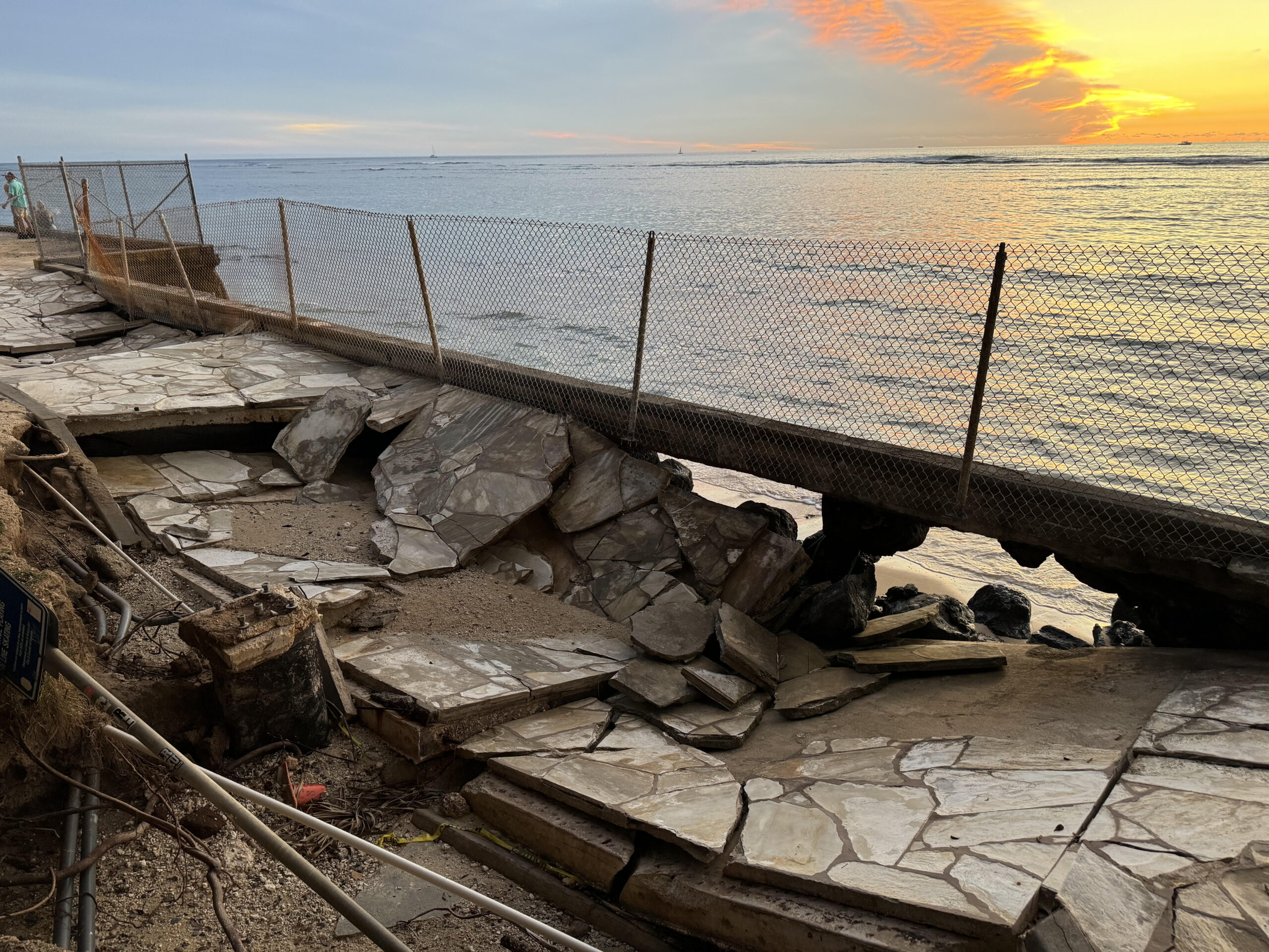 Fix It! A Collapsed Sidewalk Next To An Oceanfront Cafe - Honolulu