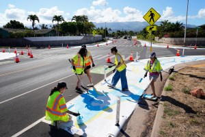 Photo Essay: Maui Community Paints A Street Mural To Boost Public Safety