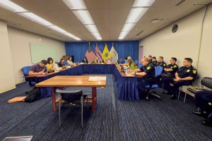 Images made at the June 4th HPD Police Commissioners meeting showing the size of the room and its normal seating capacity. Chief Arthur 'Joe' Logan gave his operational report an his administration report to the commissioners in attendance.(David Croxford/Civil Beat/2025)